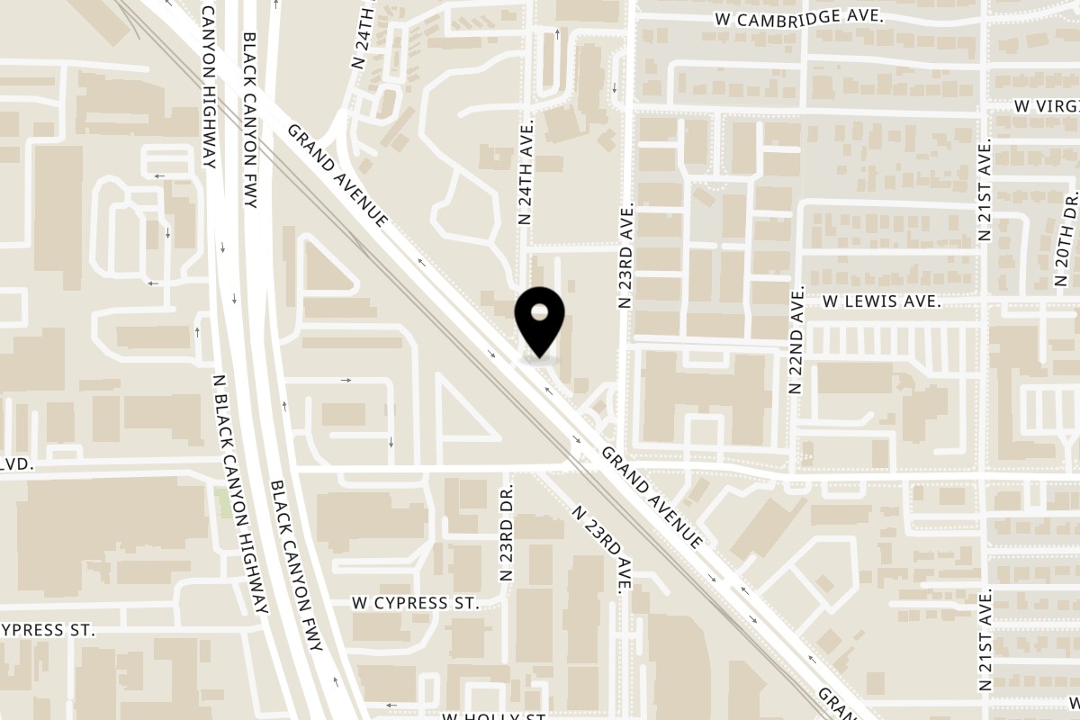 Map showing the location of Taqueria El Chino on 2340 Grand Ave in Phoenix